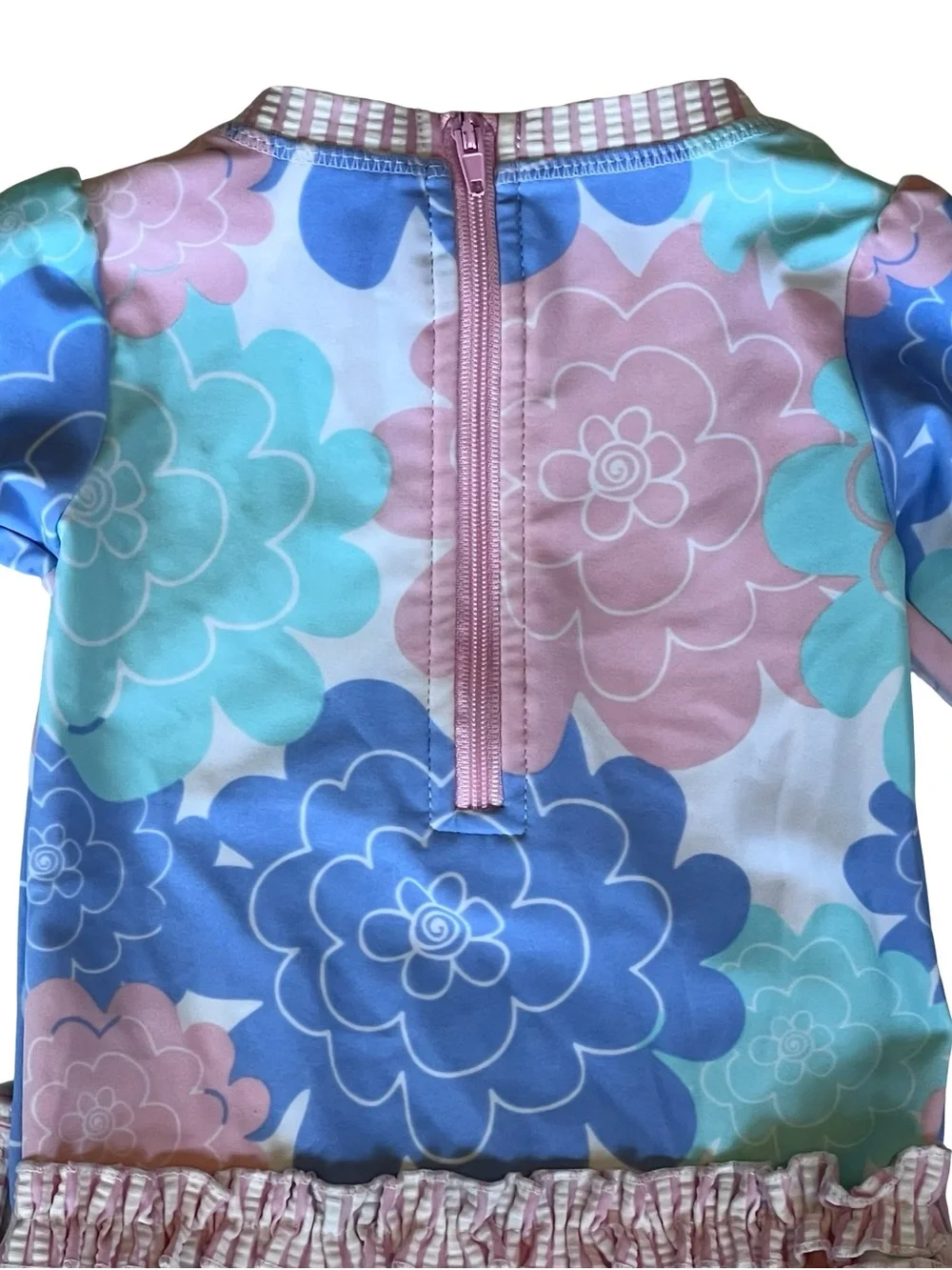 Ruffle Butts Infant Girls 6-12 Months Pastel Bow One Piece Swimsuit Long Sleeve - Picture 8 of 11